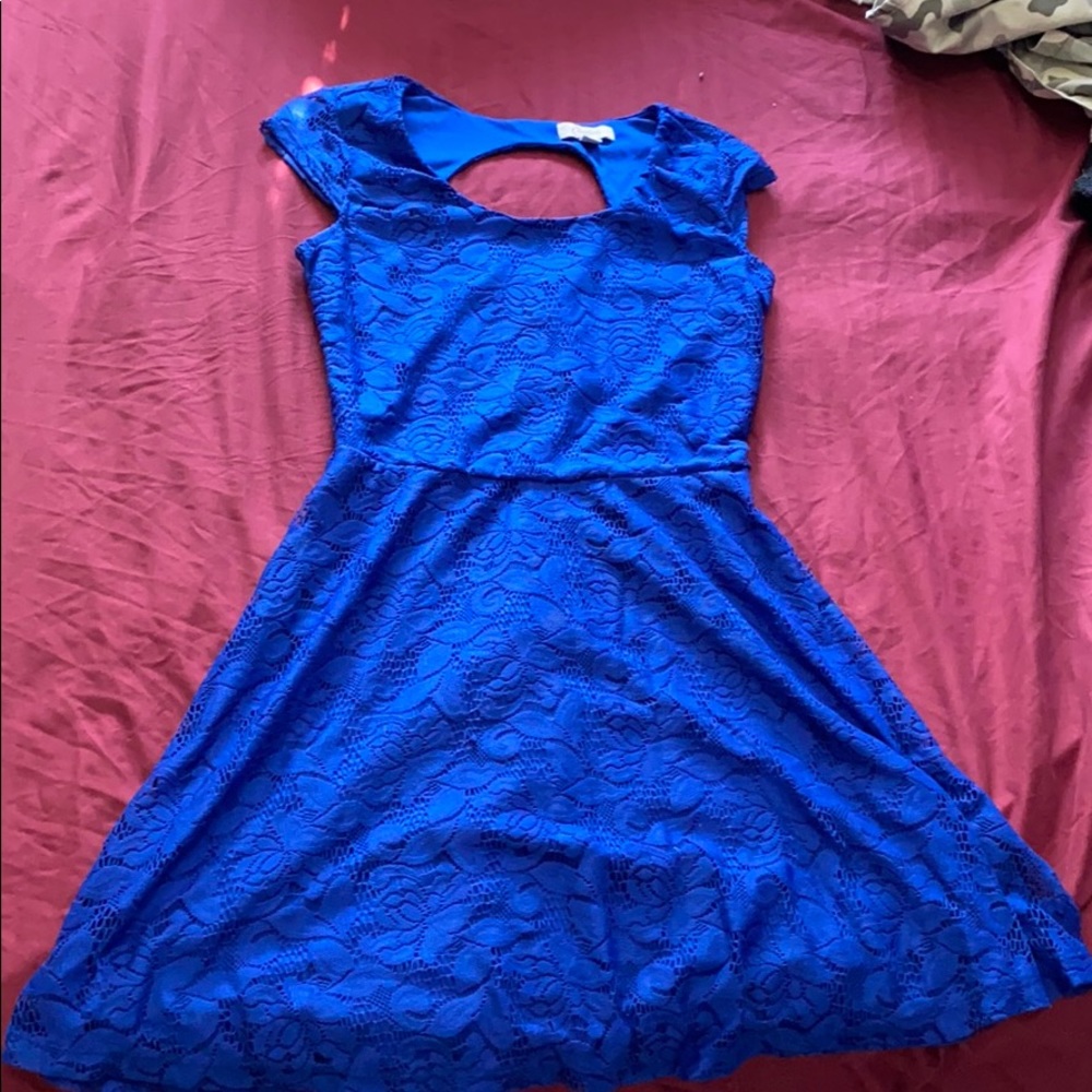 blue open back laced Candies dress with